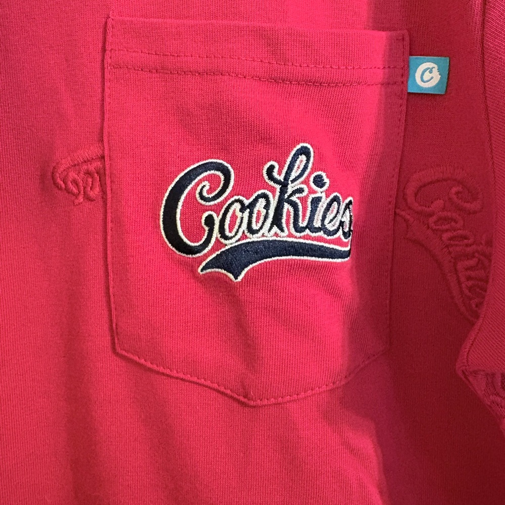 Cookies Script Logo Pocket Tee - Red